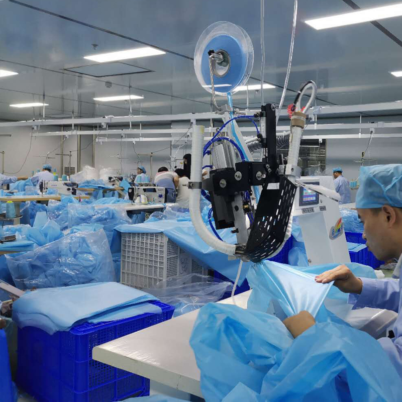 Yiwu Ruoxuan Garment factory making isolation gowns for frontline workers