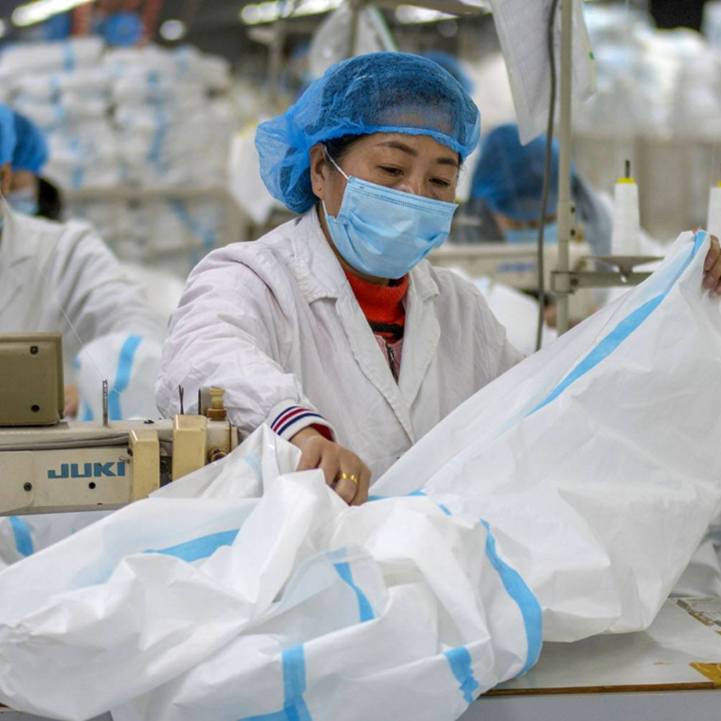 Ruoxuan Garment factory Exported 450K Protective Suits to US.